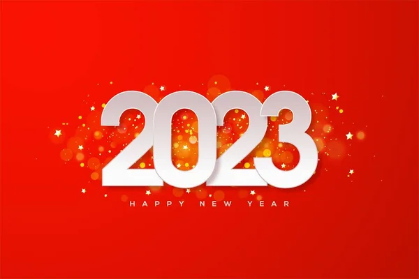 Bir Gümüş 2023 Yeni Yıl Afişi Kırmızı Arka Planda Parıltılar — Stok fotoğraf