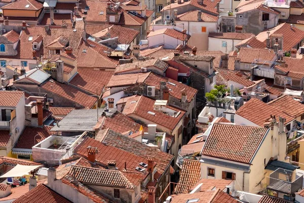 Aerial View Red Tiled Rooftops Piran Slovenia — Stock Photo, Image