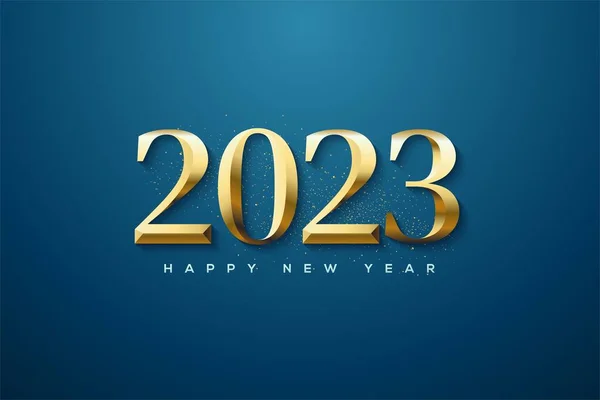 Ein Goldener Glanz Zahlen 2023 Auf Blauem Hintergrund — Stockfoto