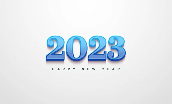 黒の背景に隔離された古典的な青の数字を持つ幸せな新年2023ソーシャルメディアポスター — ストック写真