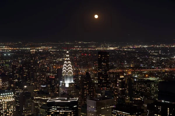 Нью Йорк Скайлайн Вночі — стокове фото