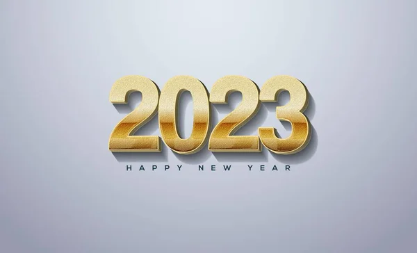 白を背景に孤立古典的な金数を持つ幸せな新年2023ソーシャルメディアのポスター — ストック写真
