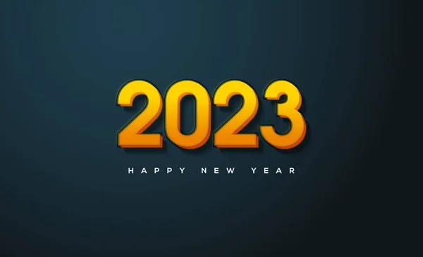 濃い青緑色の背景に明るい黄色2023年をテーマにした新年の壁紙 — ストック写真