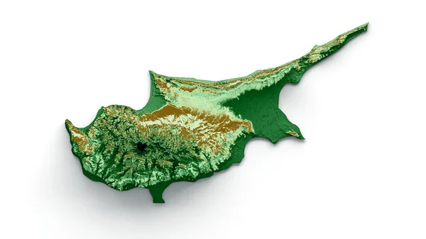 白い背景にキプロスの緑の地形図の3Dイラスト — ストック写真