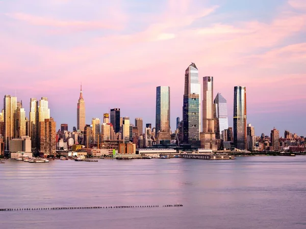 Vacker Bild Hudson River Mot Manhattan Skyline New York City — Stockfoto