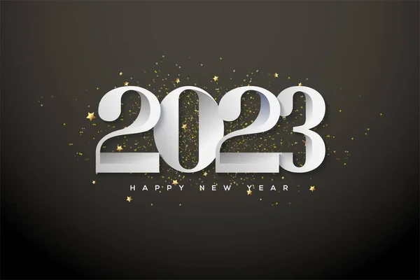 暗い背景に銀の数字が孤立した 2023 Happy New Year イラスト — ストック写真