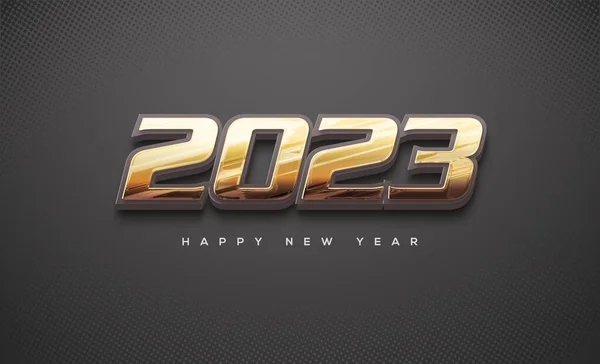Μοντέρνο Χρυσό Χρώμα Ευτυχισμένο Νέο Έτος 2023 — Φωτογραφία Αρχείου