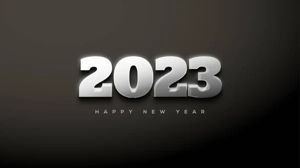 Happy New Year 2023 Shiny Thick Silver Numbers — Zdjęcie stockowe