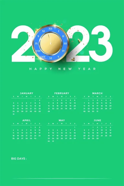 幸せな新年2023年と緑の色のカレンダー — ストック写真