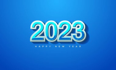 happy new year 2023 with layered number illustration