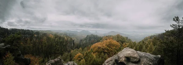 Una Vista Panoramica Sulle Montagne Boscose — Foto Stock