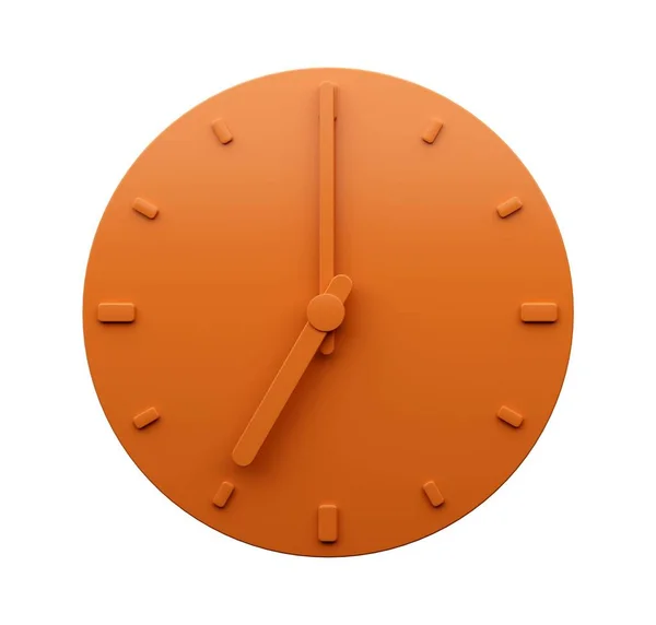 Återgivning Minimalistisk Orange Klocka Visar Gånger Isolerad Vit Bakgrund — Stockfoto