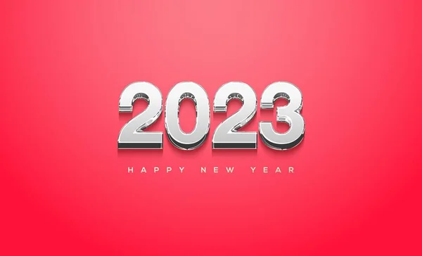 Cesur Kırmızı Arkaplanlı Mutlu Bir 2023 Yılının Resmi — Stok fotoğraf