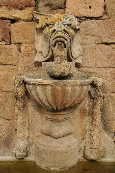 Old Stone Fountain Wall Fontfroide Abbey Languedoc Roussillon France — Stock Photo, Image