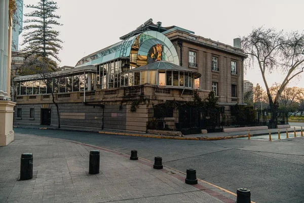 Belo Edifício Histórico Palácio Droguett Pôr Sol Dourado Santiago Chile — Fotografia de Stock