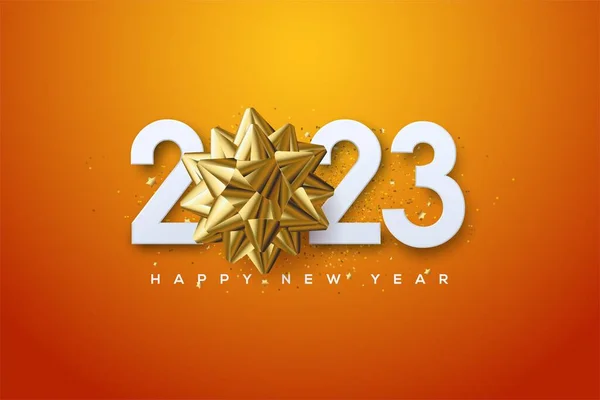 Uma Ilustração 2023 Feliz Ano Novo Com Brinquedo Dourado Natal — Fotografia de Stock