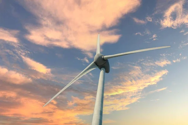 Low Angle Shot Wind Turbine Mesmerizing Sky Scenic Sunrise — Stock Photo, Image