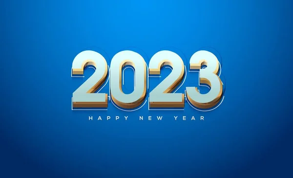 Papel Parede Temático Ano Novo Com Brilhante 2023 Fundo Azul — Fotografia de Stock