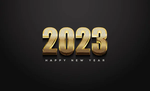 Illustration Happy New Year 2023 Gold Bold Numbers — Stock Photo, Image