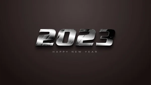 Modern Bold Happy New Year 2023 Silver Metallic — Stock Fotó