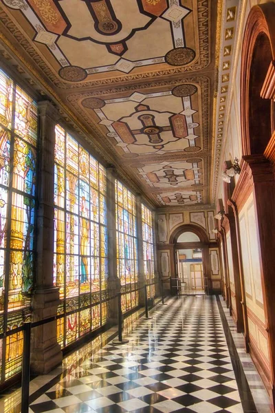 Beautiful View Stained Glass Windows Castle Chapultepec — Stock Photo, Image