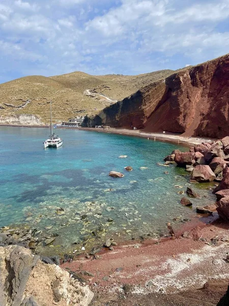 Pohled Vrcholu Červené Pláže Santorini Řecko — Stock fotografie