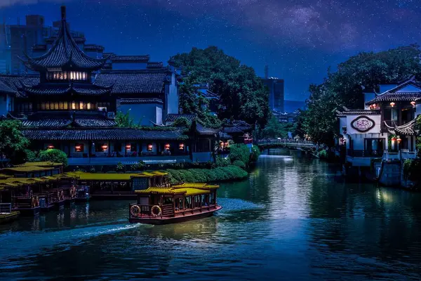 Městská Krajina Asijského Města Noci — Stock fotografie