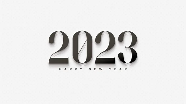 Szczęśliwego Nowego Roku 2023 Czarnymi Klasycznymi Numerami Białym Tle — Zdjęcie stockowe