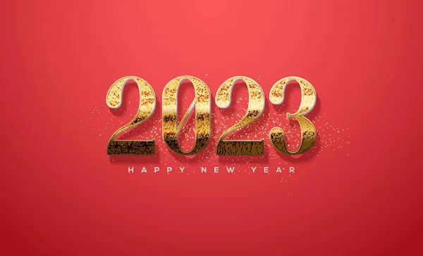 Mutlu Bir Yeni Yıl 2023 Sosyal Medya Posteri Kırmızı Arka — Stok fotoğraf