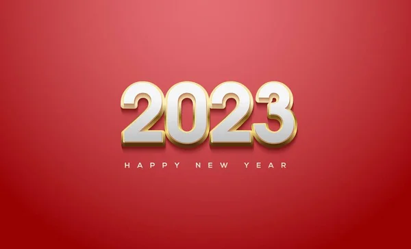 Ένα 2023 Ευτυχισμένο Νέο Έτος Αριθμούς Λευκό Και Χρυσό Χρώμα — Φωτογραφία Αρχείου