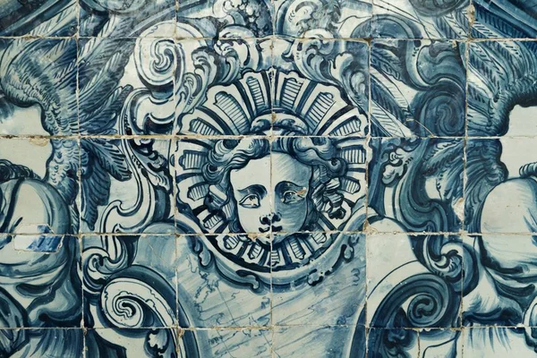 葡萄牙波尔图教堂的蓝色马赛克 — 图库照片