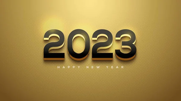 Ευτυχισμένο Νέο Έτος 2023 Φόντο Λαμπερό Φωτεινό Κίτρινο Χρώμα — Φωτογραφία Αρχείου