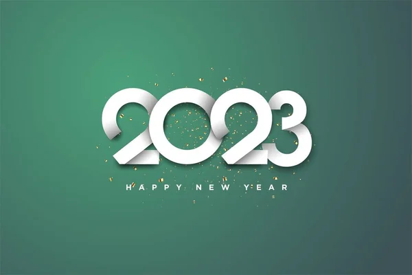 2023 Happy New Year Texture Beautiful Numbers Text Green White — Stock Photo, Image