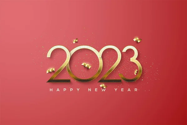 红色背景上闪烁着金光闪闪的新年背景图解 — 图库照片