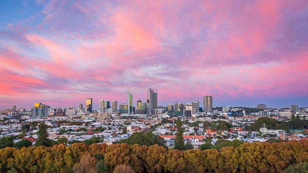 Eine Luftaufnahme Der Skyline Von Brisbane Australien Mit Einem Farbenfrohen — Stockfoto