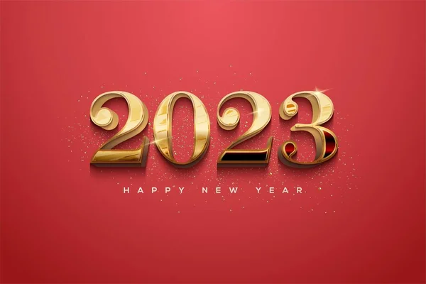 Una Ilustración Feliz Año Nuevo 2023 Con Números Dorados Aislados — Foto de Stock