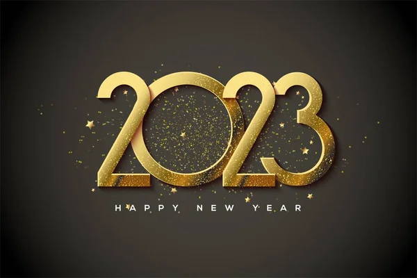2023 Happy New Year Illustration Golden Numbers Isolated Dark Background — Stock Photo, Image