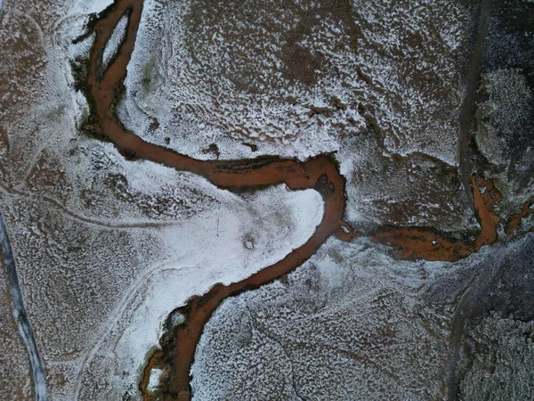 Вид Воздуха Пар Потока Горах Рейкьядалура Исландия — стоковое фото
