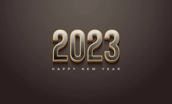Ευτυχισμένο Νέο Έτος 2023 Μαύρους Αριθμούς Τυλιγμένο Χρυσό Πολυτελείας — Φωτογραφία Αρχείου