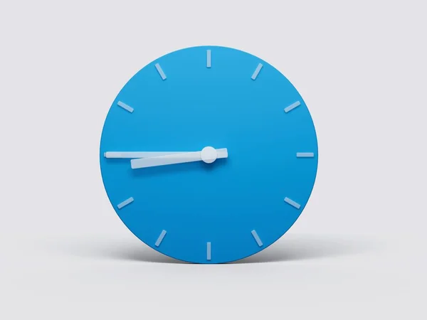 白い背景に8時45分の時間を示す青の時計の3Dレンダリング — ストック写真