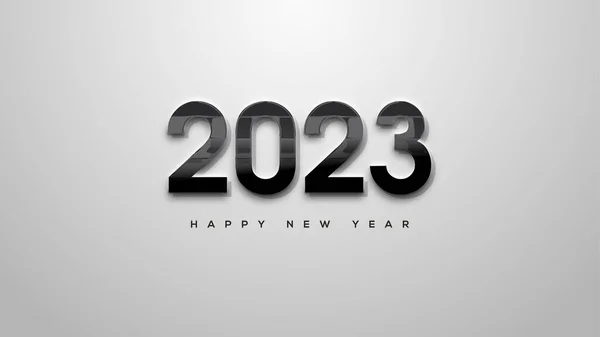 Happy New Year 2023 Black Numbers White Background — Stockfoto