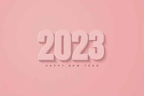 2023 Boldog Évet Illusztráció Nagy Számok Elszigetelt Rózsaszín Háttér — Stock Fotó