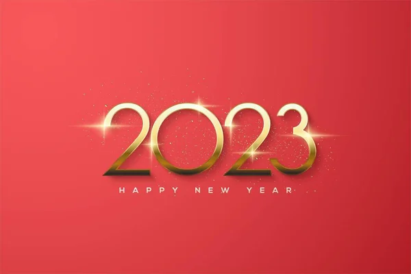 红色背景上闪烁着金光闪闪的新年背景图解 — 图库照片