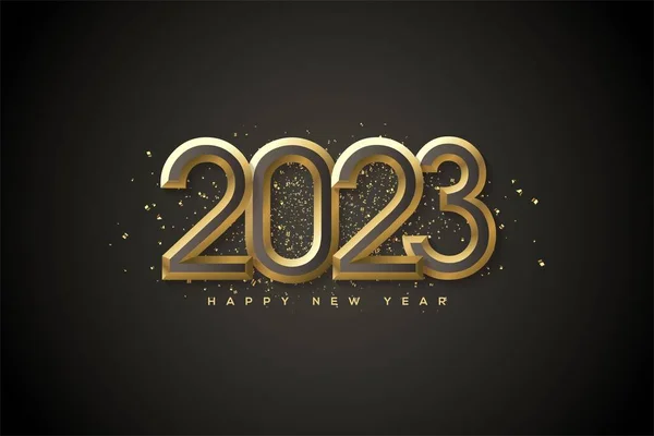 Ілюстрація 2023 Happy New Year Золотими Номерами Ізольованими Темному Фоні — стокове фото