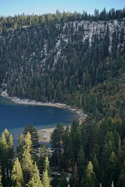 Uma Vista Paisagem Das Árvores Floresta Abetos Torno South Lake — Fotografia de Stock