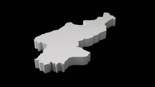 Illustrazione Una Mappa Isometrica Della Corea Del Nord Sfondo Nero — Foto Stock
