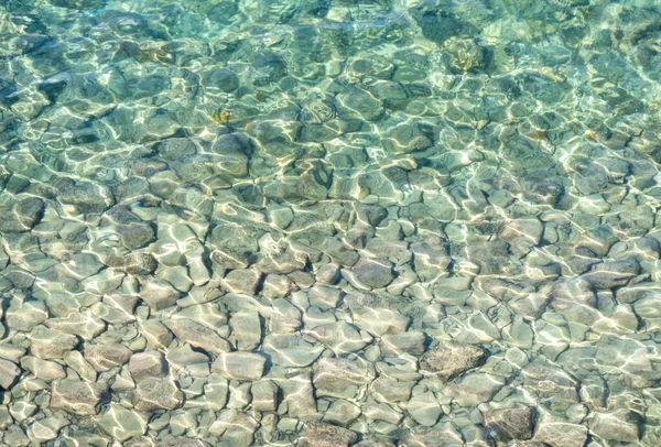 Múltiples Guijarros Vistos Través Del Agua Mar Pura Piran Eslovenia — Foto de Stock
