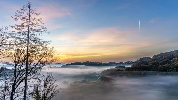 Scenic View South Styrian Wine Road Sunrise Austria — Stock Photo, Image