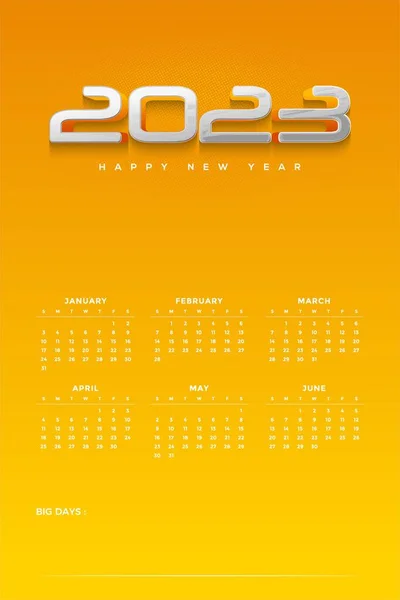 Ett Kalenderår 2023 Med Mjuk Ljust Gul Färg — Stockfoto