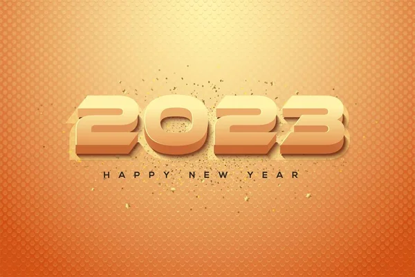 Иллюстрация 2023 Happy New Year Большими Цифрами Изолированными Оранжевом Фоне — стоковое фото